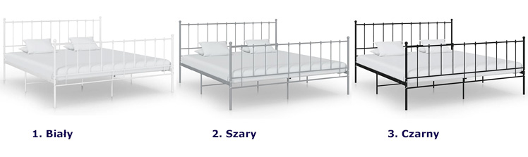 Dostępne kolory łóżka metalowego Nala