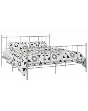 Szare metalowe łóżko małżeńskie 200x200 cm - Laxi w sklepie Edinos.pl