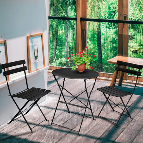 Wizualizacja stolika i 2 krzeseł Inderio kolor czarny