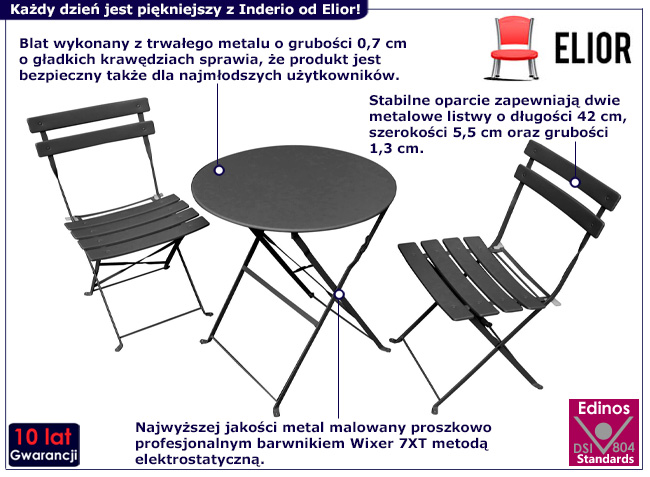 Czarny komplet ogrodowy Inderio