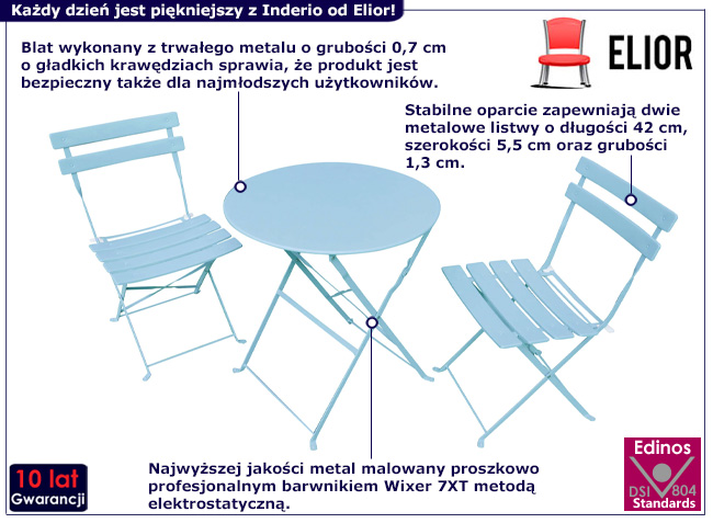 Niebieski komplet ogrodowy Inderio