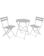 Szary stół z 2 krzesłami do ogrodu - Inderio w sklepie Edinos.pl