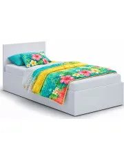 Białe pojedyncze łóżko z zagłówkiem z pojemnikiem 90x200 - Wagy 3X w sklepie Edinos.pl