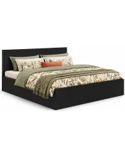 Czarne łóżko z pojemnikiem i materacem 160x200 - Wagy 3X w sklepie Edinos.pl