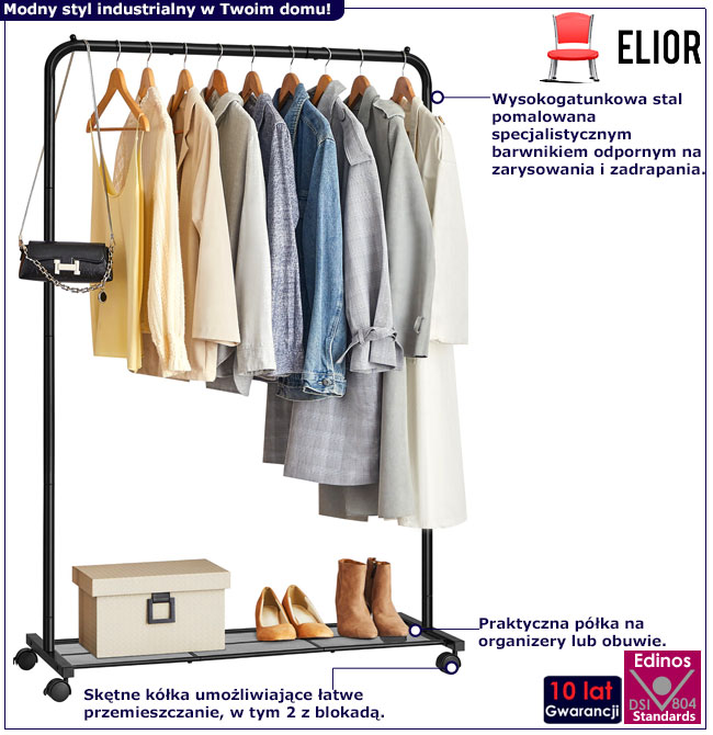 Czarny metalowy wieszak na ubrania Horton