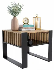 Nowoczesna ława kawowa z lamelami czarny + dąb artisan - Hestra 3X w sklepie Edinos.pl