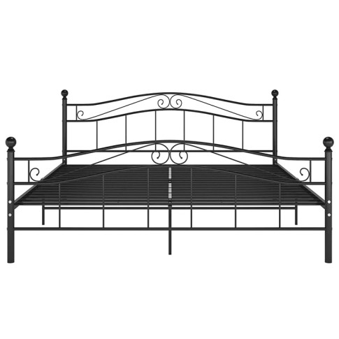 Czarne łóżko metalowe z zagłówkiem Zaxter