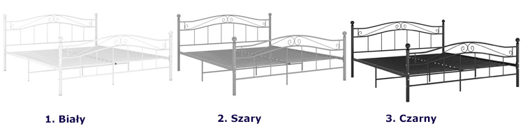 Kolory metalowego łóżka Zaxter