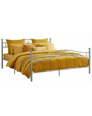 Szare metalowe łózko loftowe 200x200 cm - Iroz w sklepie Edinos.pl