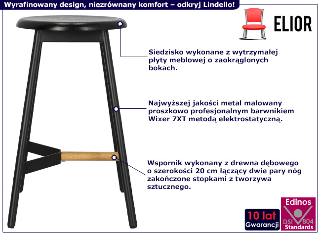 Minimalistyczne krzesło barowe Lindello