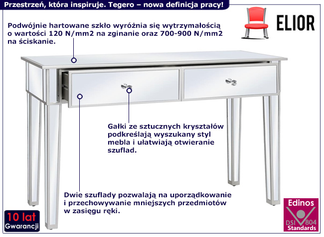 Biurko ze szklanym blatem Tegero