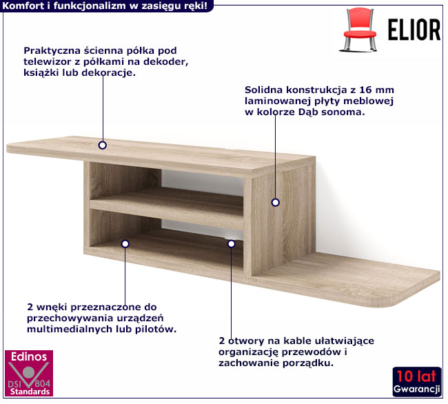 Półka ścienna rtv sonoma Fines