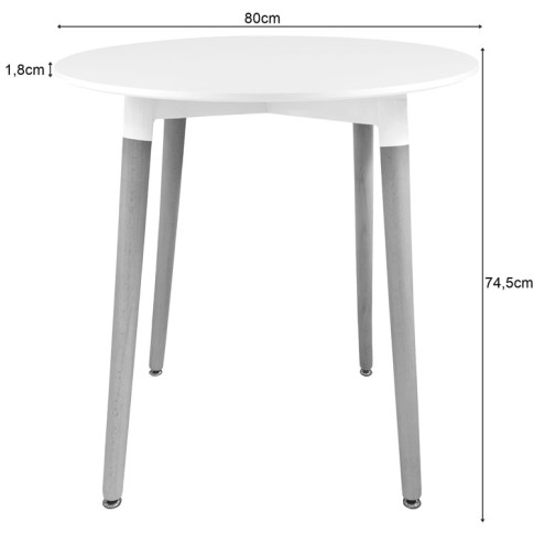 Wymiary białego stołu skandynawskiego Wibo 4X