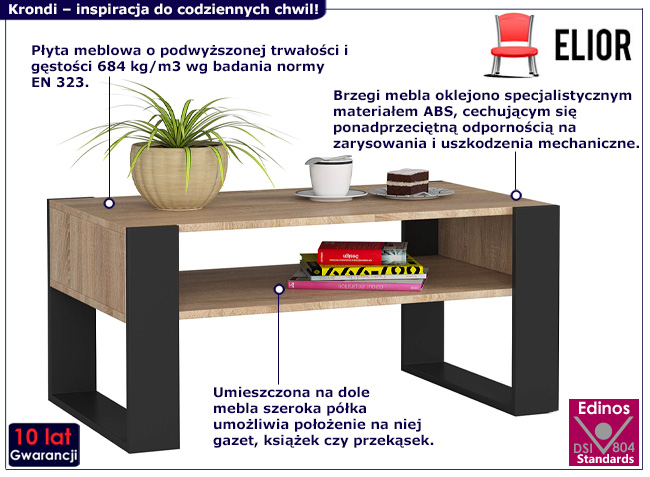 Stolik kawowy Krondi kolor dąb sonoma+czarny