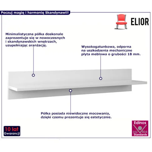 Biała półka wisząca nad biurko Tida 12X