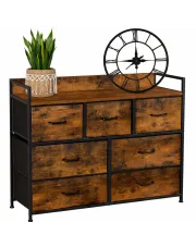 Industrialna wysoka komoda z szufladami rustykalny brąz - Sebel w sklepie Edinos.pl