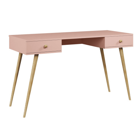 Różowe skandynawskie biurko z szufladami Tida 13X