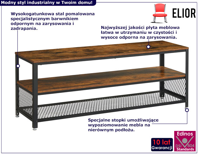 Industrialna szafka RTV z półkami Utis