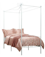 Białe rustykalne łóżko z baldachimem 90x200 cm - Ifrexi w sklepie Edinos.pl