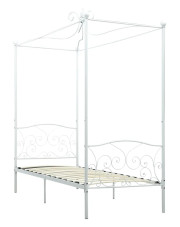 Białe metalowe łóżko z baldachimem 100x200 cm - Orfes w sklepie Edinos.pl