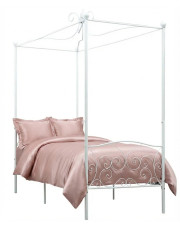 Białe metalowe łóżko z baldachimem 100x200 cm - Ifrexi w sklepie Edinos.pl