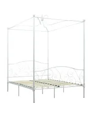 Białe metalowe łóżko z baldachimem 120x200 cm - Orfes w sklepie Edinos.pl