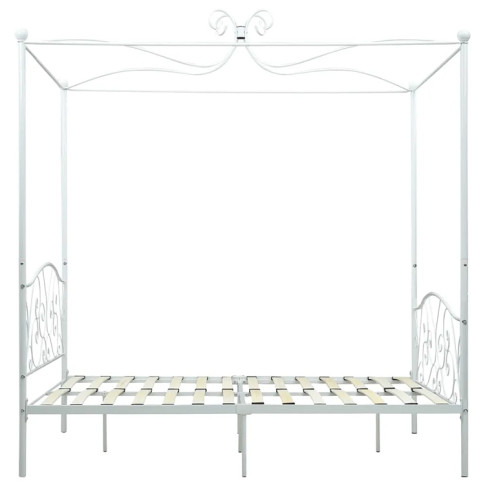 Białe metalowe łóżko z baldachimem Ofes
