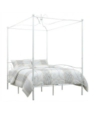 Białe podwójne łóżko z baldachimem 160x200 cm - Ifrexi w sklepie Edinos.pl