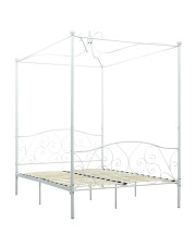 Białe metalowe łóżko z baldachimem 180x200 cm - Orfes w sklepie Edinos.pl