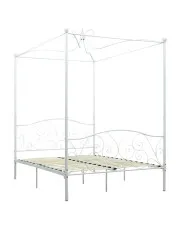 Łóżko metalowe z baldachimem w kolorze białym 180x200 cm - Orfes w sklepie Edinos.pl