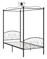 Czarne metalowe łóżko z baldachimem 90x200 cm - Orfes w sklepie Edinos.pl