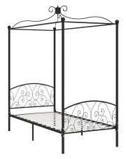 Czarne rustykalne łóżko z baldachimem 100x200 cm - Orfes w sklepie Edinos.pl