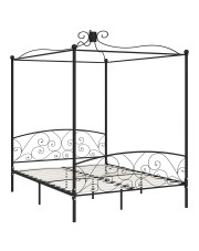 Czarne metalowe łóżko z baldachimem 120x200 cm - Orfes w sklepie Edinos.pl