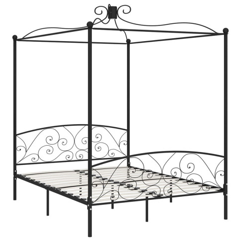 Czarne metalowe łóżko z baldachimem Orfes