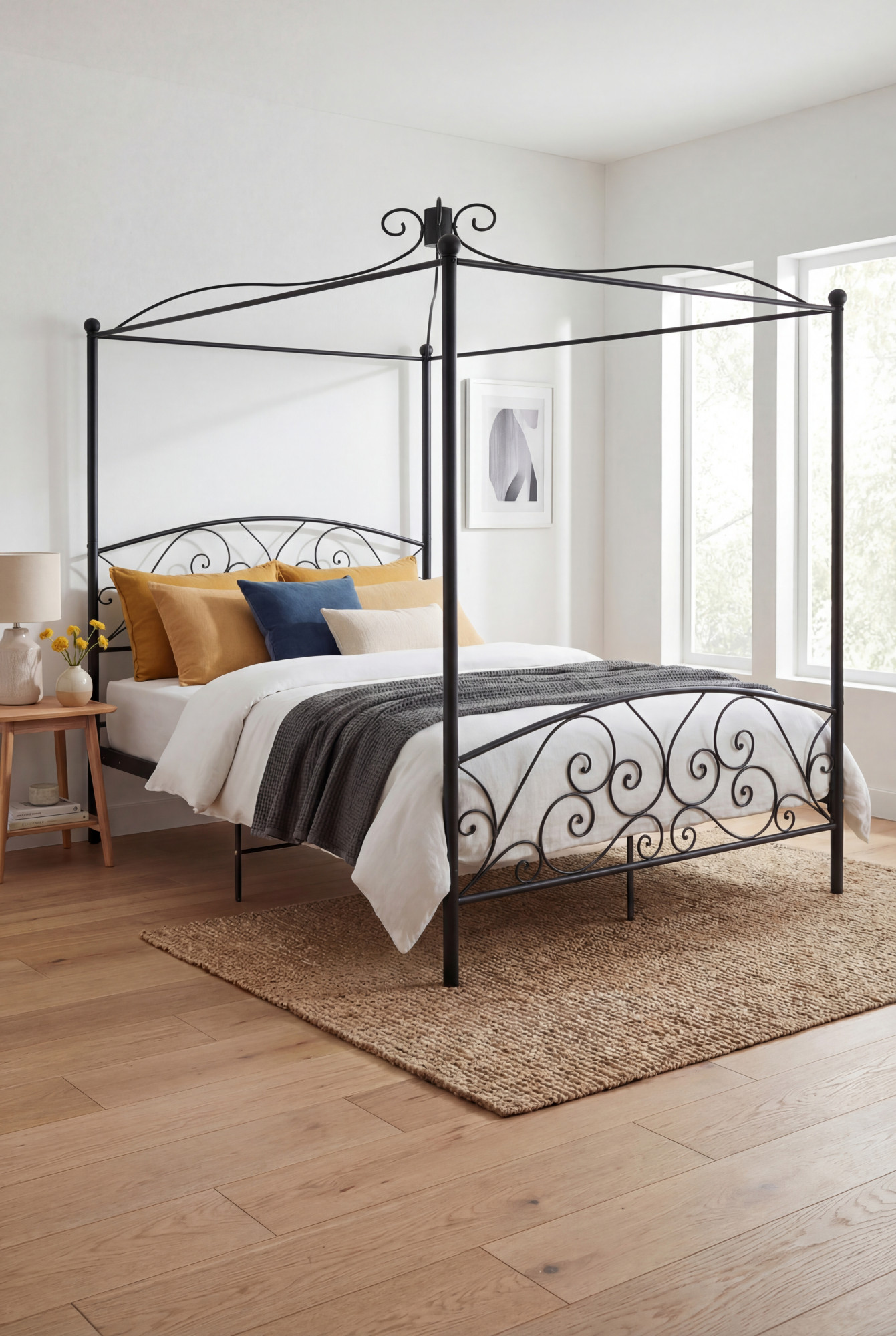 Aranżacja sypialni z łóżkiem z baldachimem Ifrexi