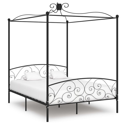 Czarne łóżko z metalu Orfes
