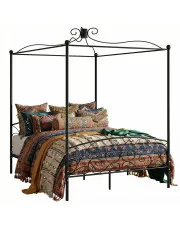 Czarne podwójne łóżko z baldachimem 180x200 cm - Ifrexi w sklepie Edinos.pl