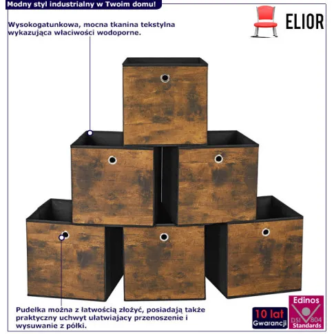 Szczegóły zestawu 6 industrialnych organizerow taupi