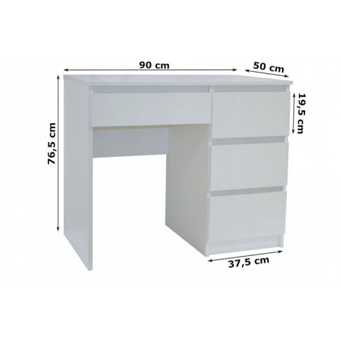 Szczegółowe zdjęcie nr 4 produktu Białe biurko z szufladami dziecięce, młodzieżowe - Bako 3X