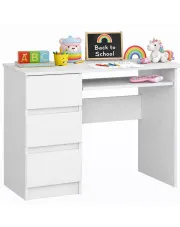 Białe biurko dziecięce, młodzieżowe, z 3 szufladami - Berula 3X w sklepie Edinos.pl