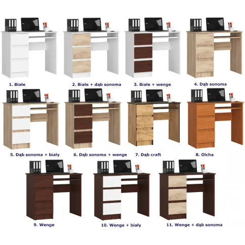 Szczegółowe zdjęcie nr 4 produktu Białe biurko dziecięce, młodzieżowe, z 3 szufladami - Berula 3X