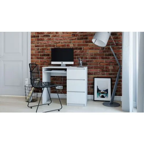 Szczegółowe zdjęcie nr 4 produktu Białe biurko dla dziecka, dziewczynki z szufladą na klawiaturę - Blanco 2X