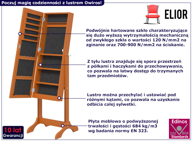 Stojące brązowe lustro Owiros