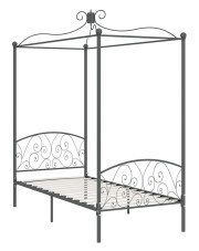 Szare metalowe łóżko z baldachimem 100x200 cm - Orfes