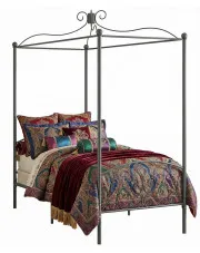 Szare metalowe łóżko z baldachimem 100x200 cm - Ifrexi w sklepie Edinos.pl