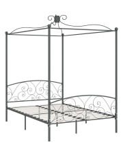 Szare metalowe łóżko z baldachimem 120x200 cm - Orfes w sklepie Edinos.pl