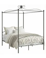 Szare metalowe łóżko z baldachimem 160x200 cm - Ifrexi w sklepie Edinos.pl