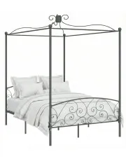 Szare łóżko małżeńskie z baldachimem 180x200 cm - Ifrexi w sklepie Edinos.pl