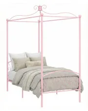 Różowe metalowe łóżko pojedyncze 90x200 cm - Ifrexi w sklepie Edinos.pl