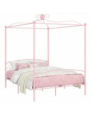 Różowe metalowe łóżko rustykalne 120x200 cm - Ifrexi w sklepie Edinos.pl
